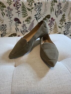 Hush Puppies Olive Suede Pointed-Toe Flats